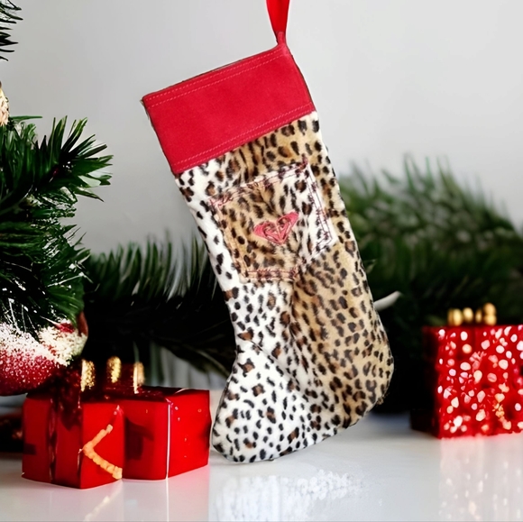 Roxy Other - Roxy cheetah print Christmas Stocking red/tan/blk